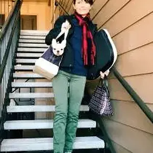 Bambi and I on our way to get her first round of vaccinations. 2017