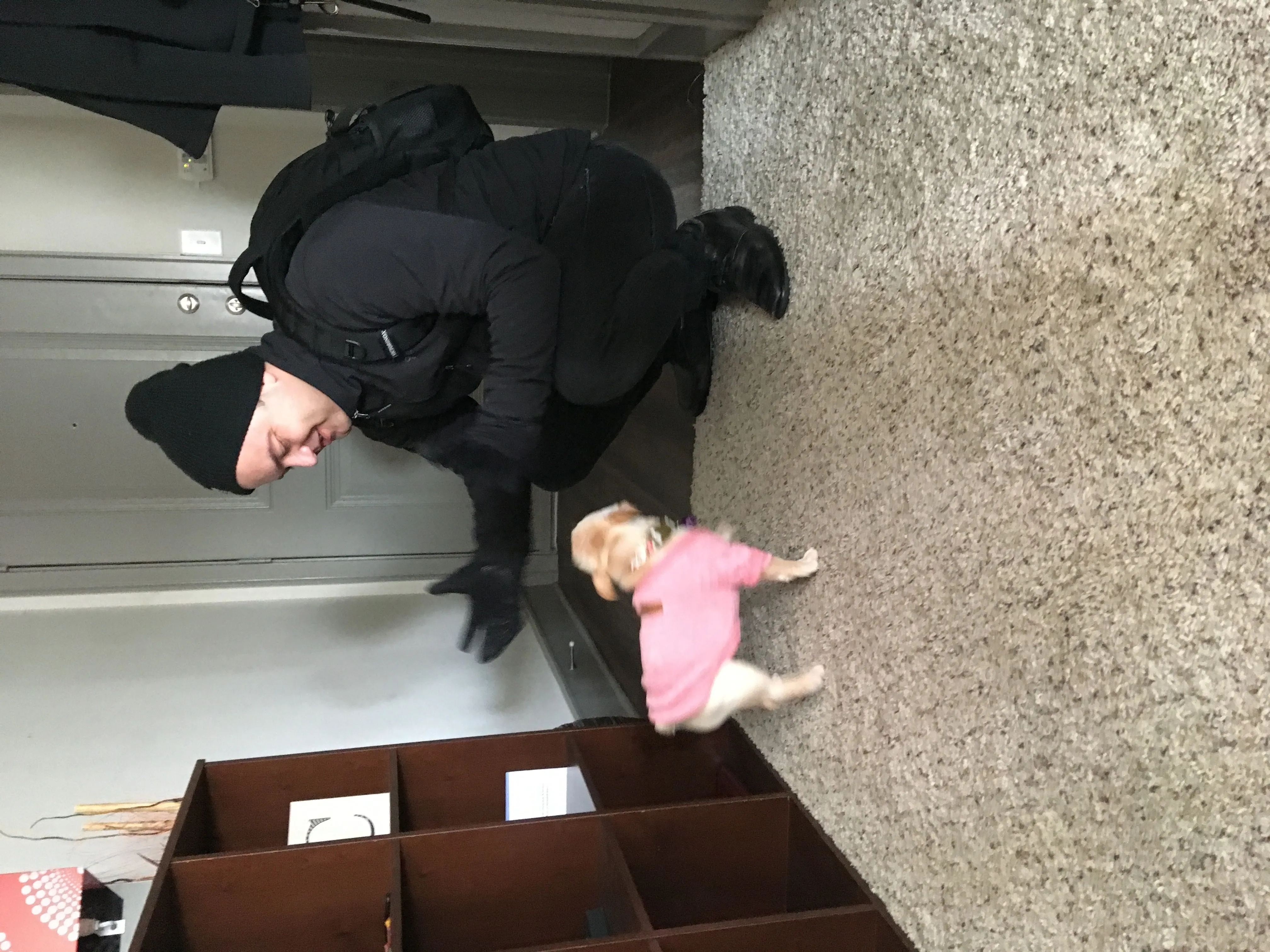 Bambi kisses her daddy goodbye every morning.